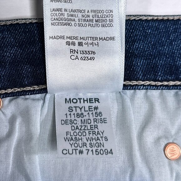 NWT Mother Mid-Rise Dazzler Flood Fray What's Your Sign Straight Jean Size 29 - Picture 12 of 16
